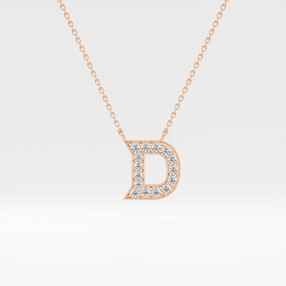 0.243 TCW Round Lab Grown Diamond D Initial Pendant Necklace