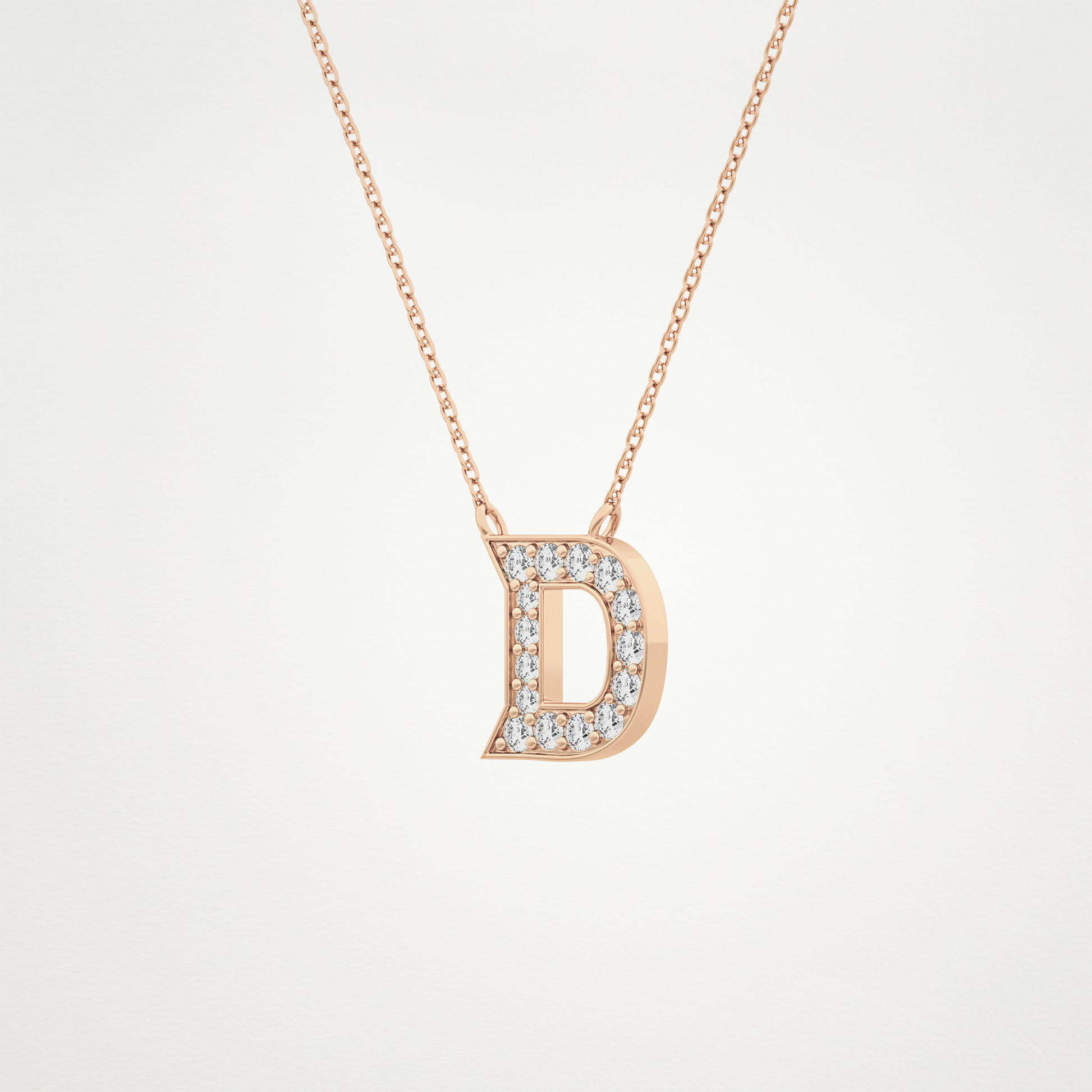0.243 TCW Round Lab Grown Diamond D Initial Pendant Necklace