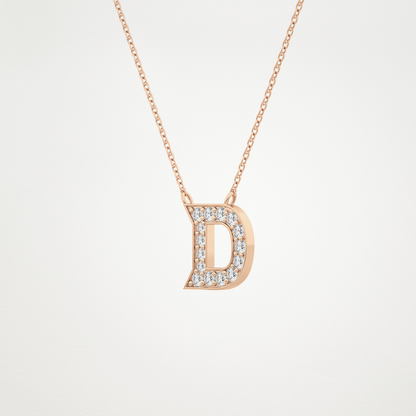 0.243 TCW Round Lab Grown Diamond D Initial Pendant Necklace
