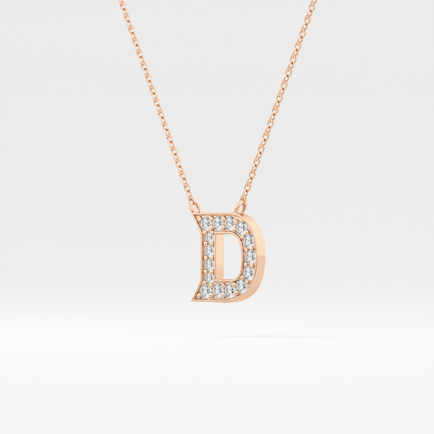0.243 TCW Round Lab Grown Diamond D Initial Pendant Necklace