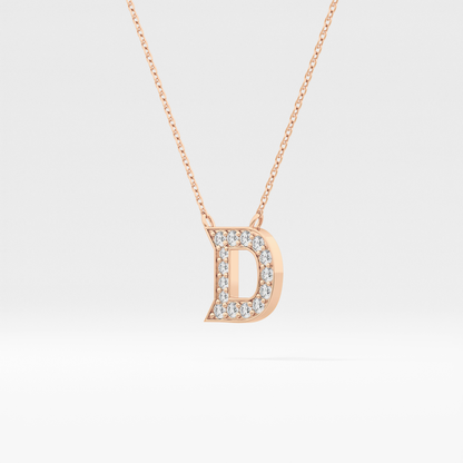 0.243 TCW Round Lab Grown Diamond D Initial Pendant Necklace