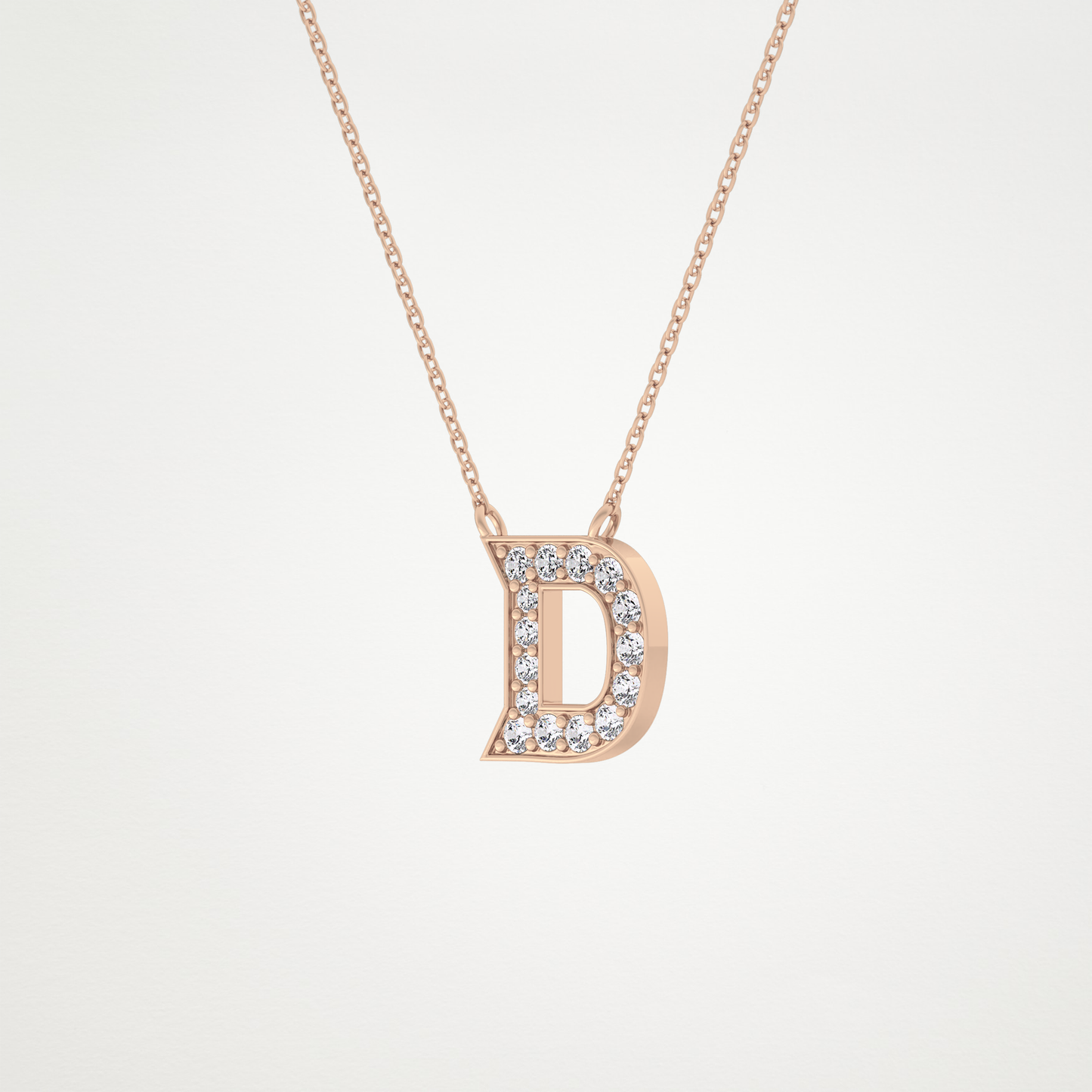 0.243 TCW Round Lab Grown Diamond D Initial Pendant Necklace