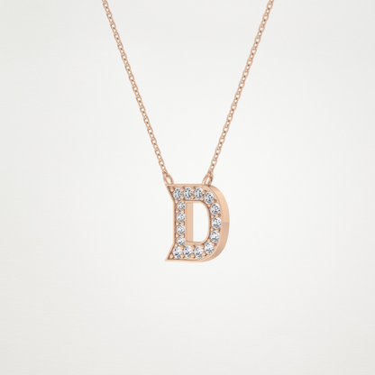 0.243 TCW Round Lab Grown Diamond D Initial Pendant Necklace
