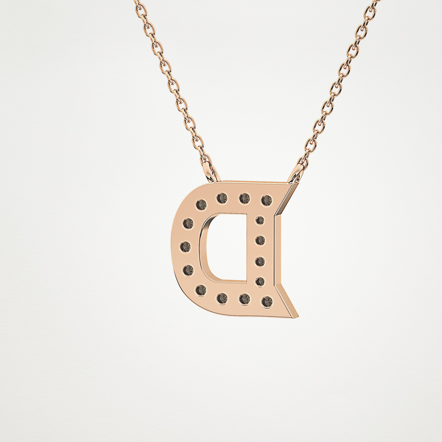 0.243 TCW Round Lab Grown Diamond D Initial Pendant Necklace