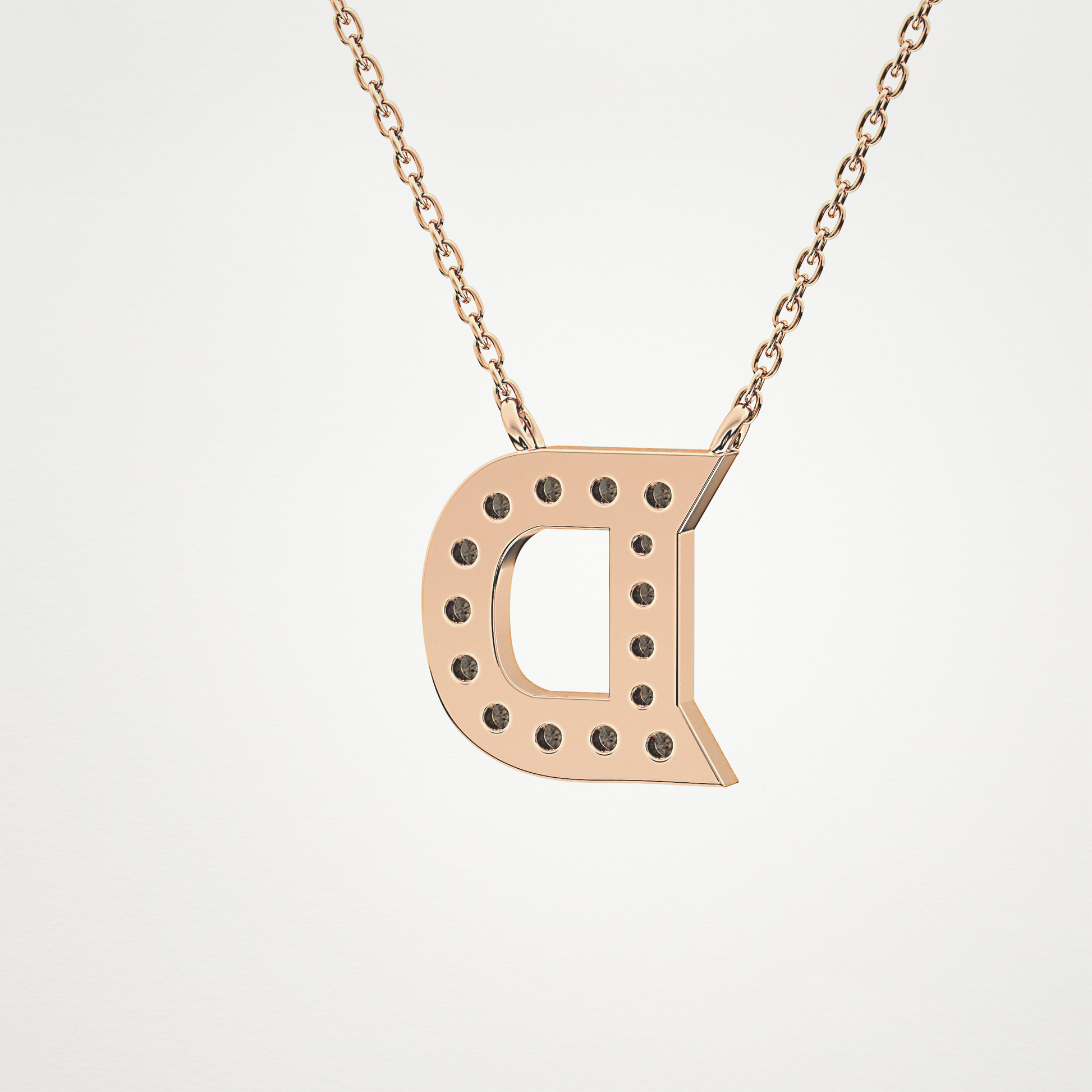 0.243 TCW Round Lab Grown Diamond D Initial Pendant Necklace