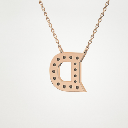 0.243 TCW Round Lab Grown Diamond D Initial Pendant Necklace