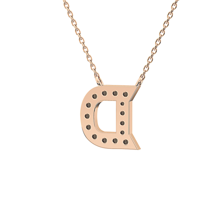 0.243 TCW Round Lab Grown Diamond D Initial Pendant Necklace
