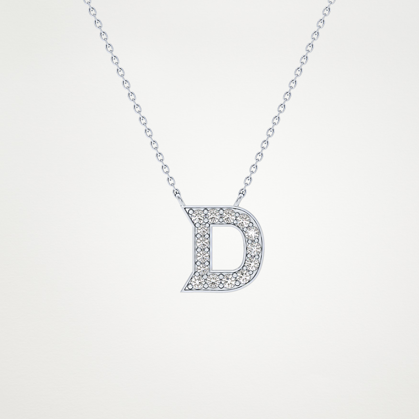 0.243 TCW Round Lab Grown Diamond D Initial Pendant Necklace