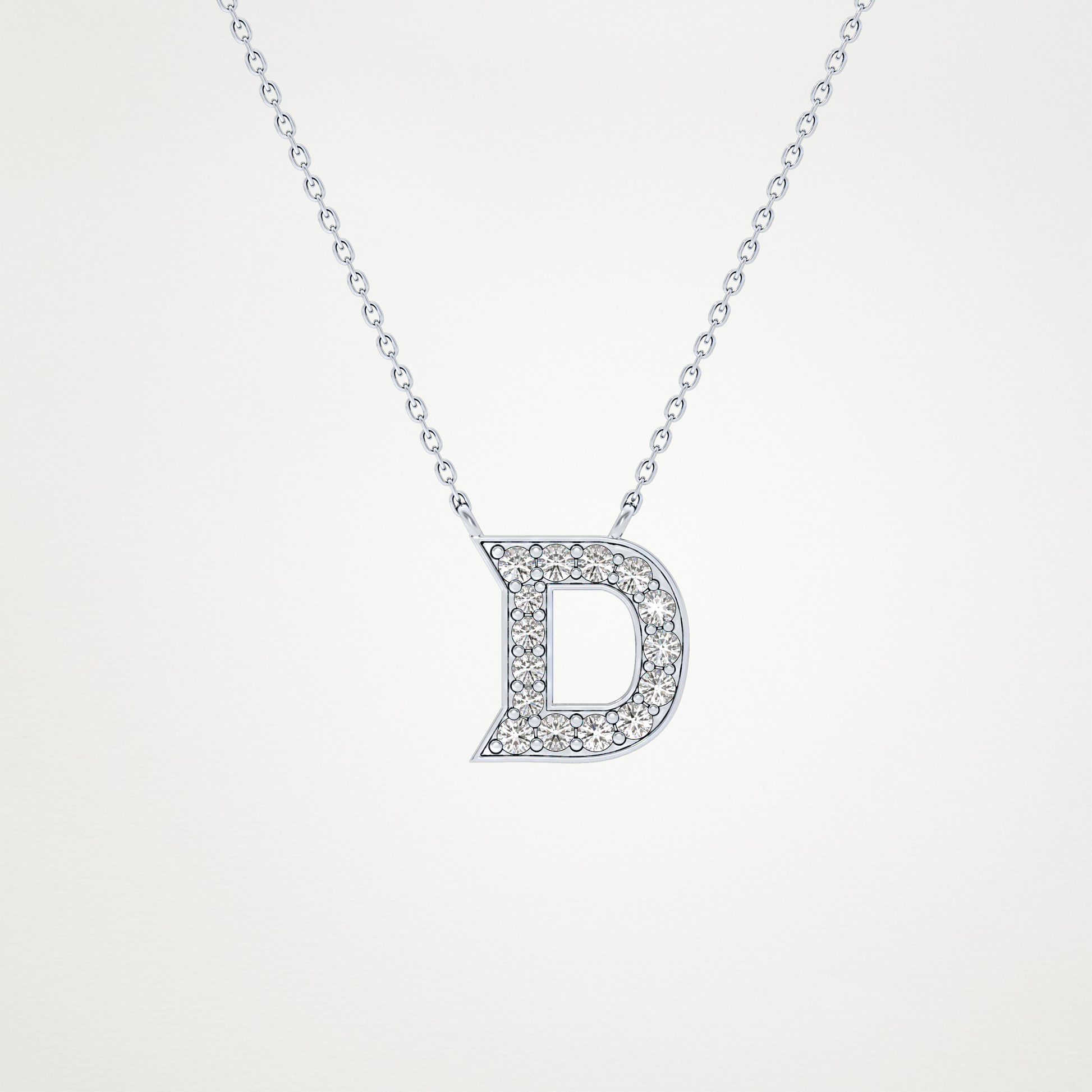 0.243 TCW Round Lab Grown Diamond D Initial Pendant Necklace