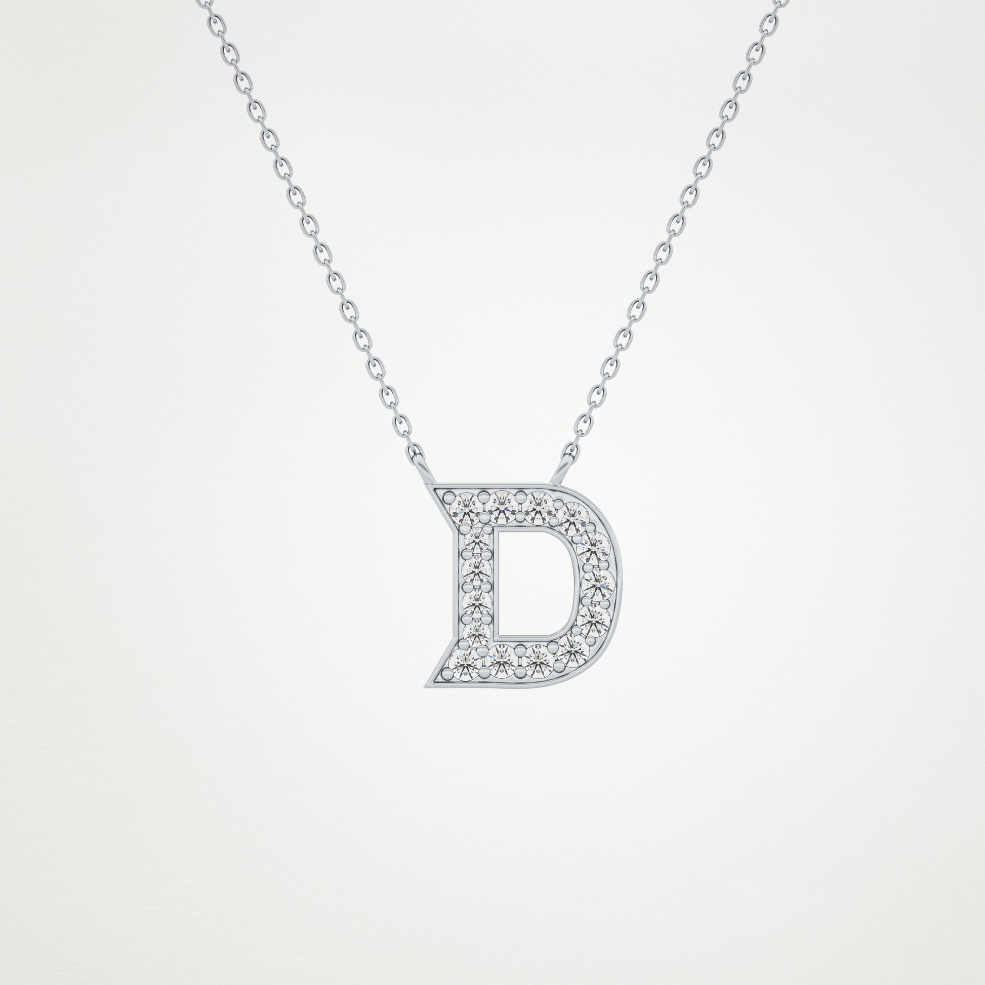 0.243 TCW Round Lab Grown Diamond D Initial Pendant Necklace