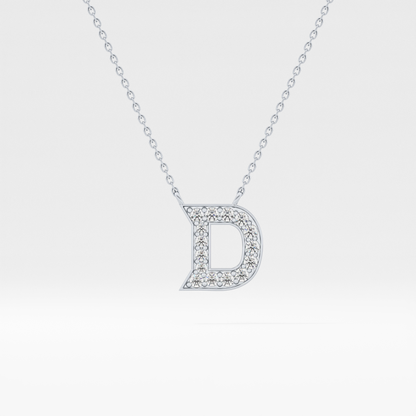 0.243 TCW Round Lab Grown Diamond D Initial Pendant Necklace