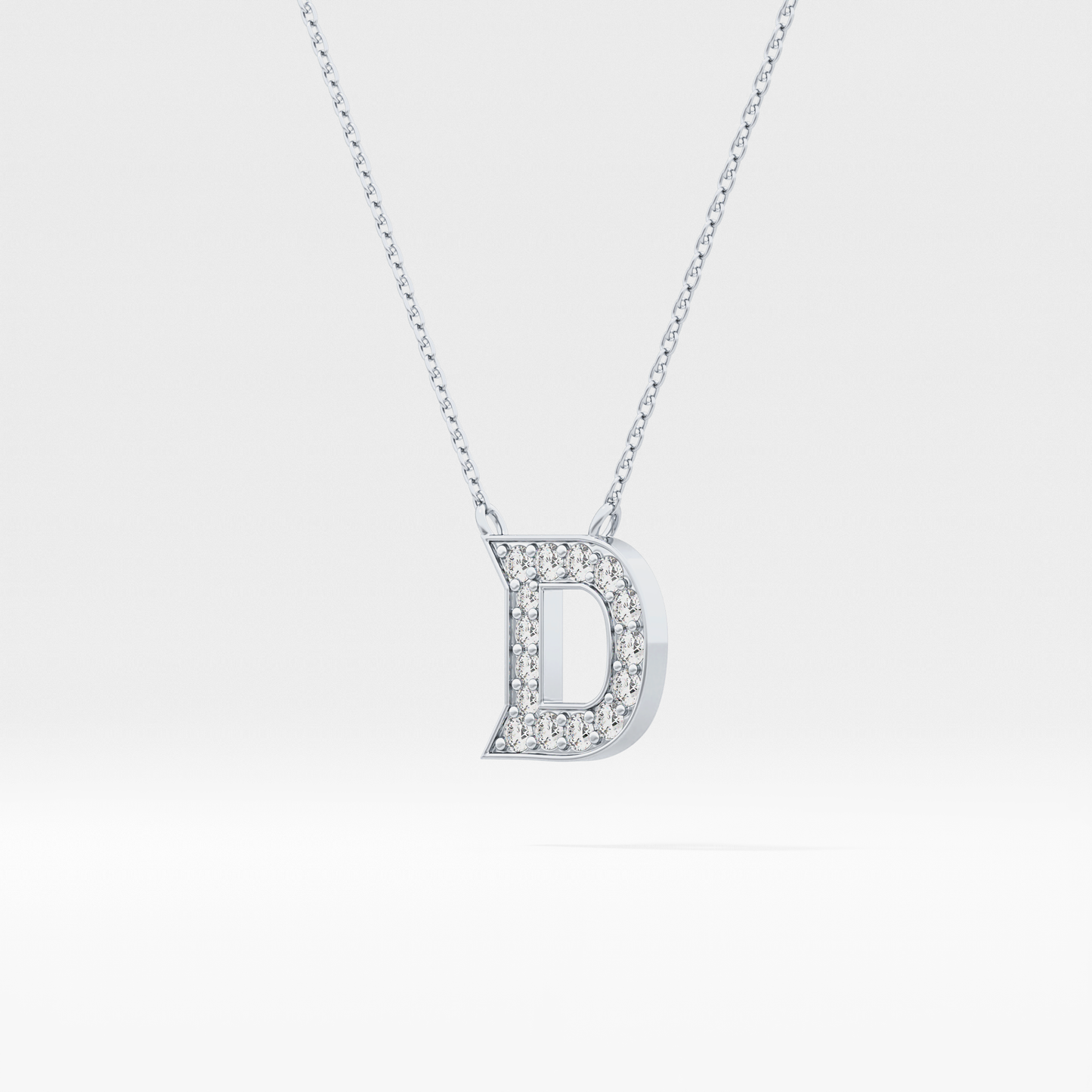 0.243 TCW Round Lab Grown Diamond D Initial Pendant Necklace