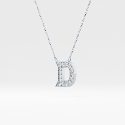 0.243 TCW Round Lab Grown Diamond D Initial Pendant Necklace