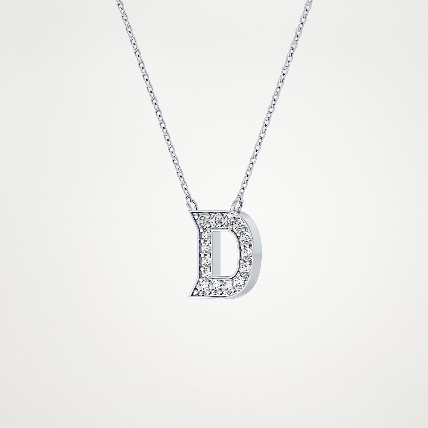 0.243 TCW Round Lab Grown Diamond D Initial Pendant Necklace