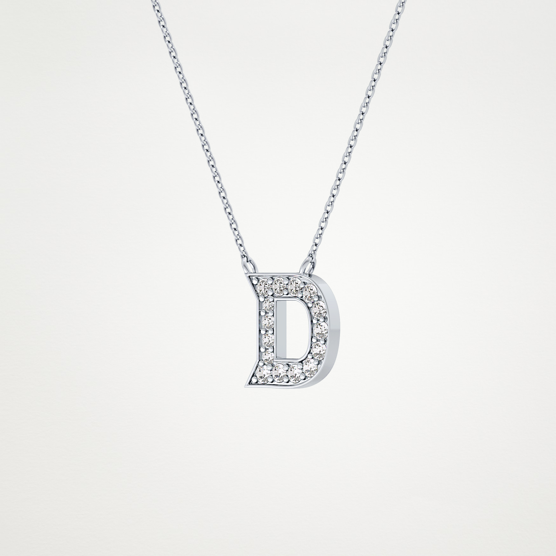 0.243 TCW Round Lab Grown Diamond D Initial Pendant Necklace