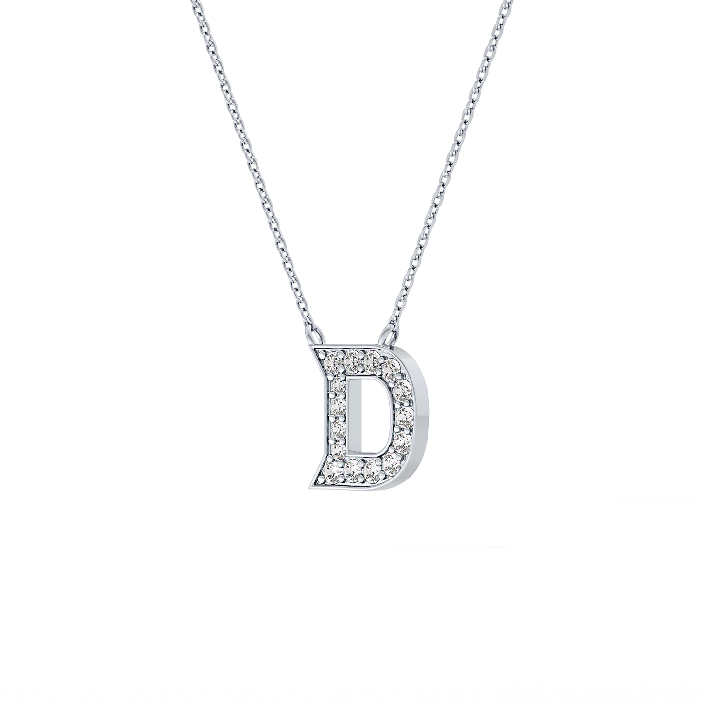 0.243 TCW Round Lab Grown Diamond D Initial Pendant Necklace