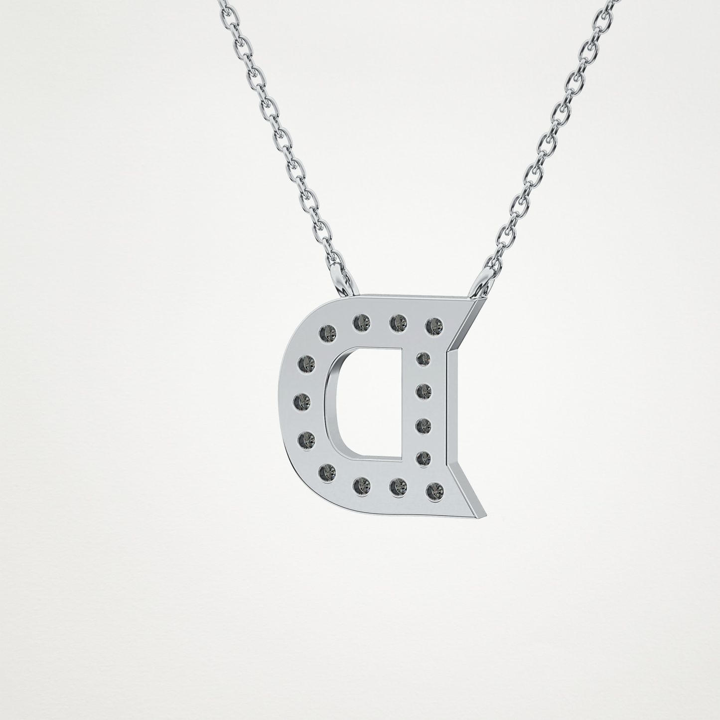 0.243 TCW Round Lab Grown Diamond D Initial Pendant Necklace