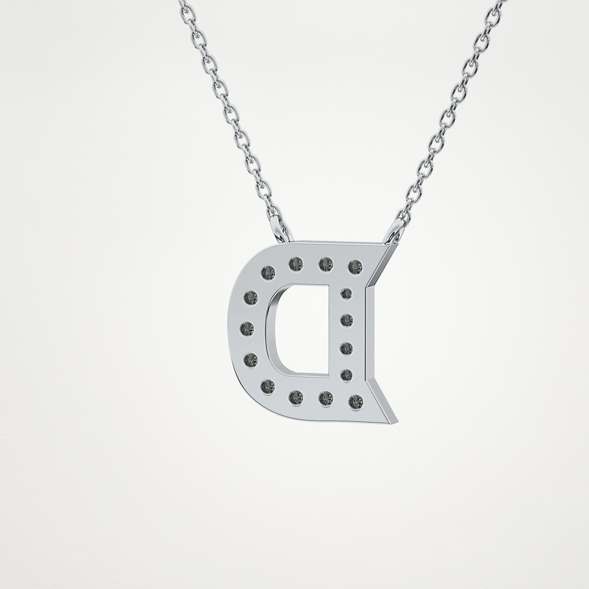 0.243 TCW Round Lab Grown Diamond D Initial Pendant Necklace