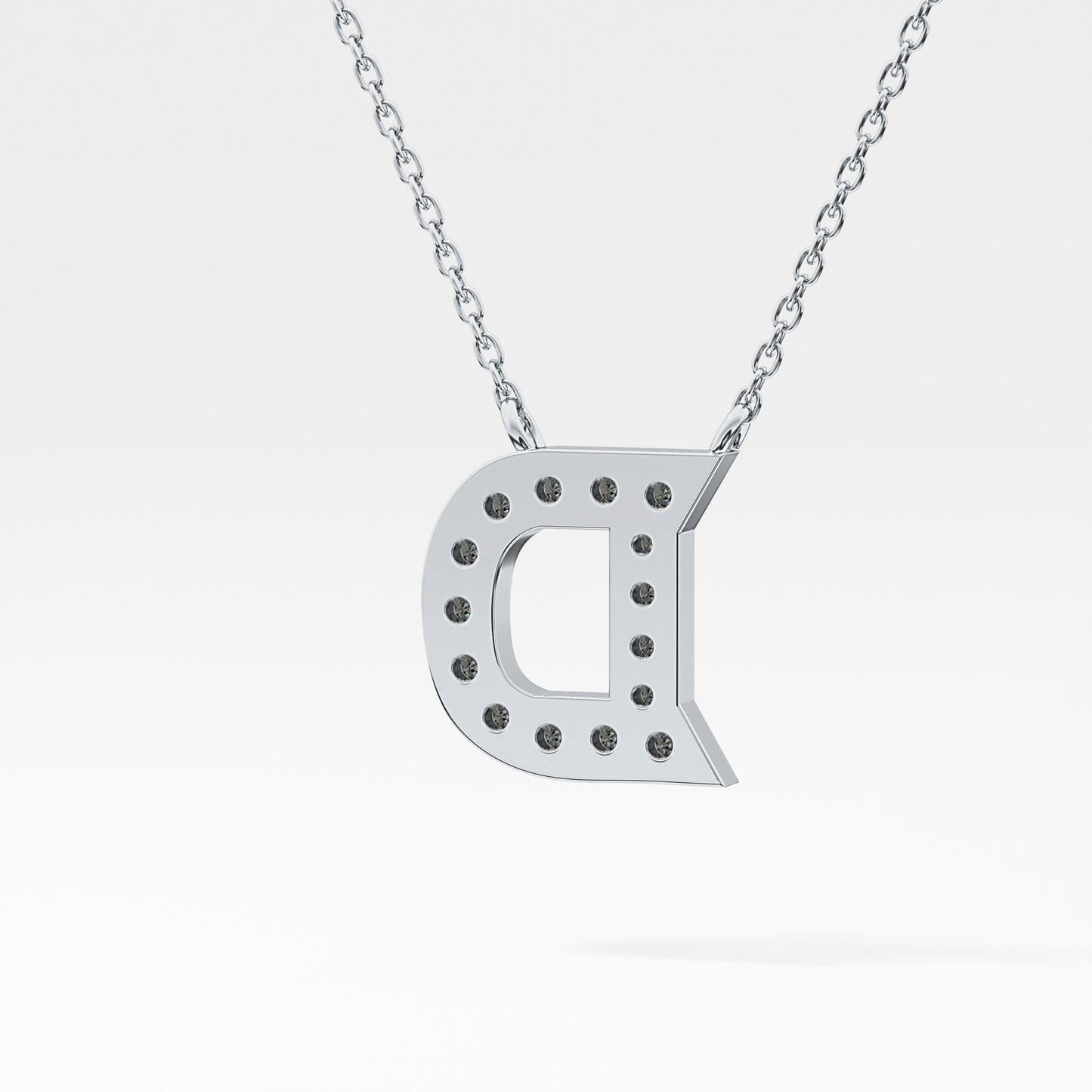 0.243 TCW Round Lab Grown Diamond D Initial Pendant Necklace