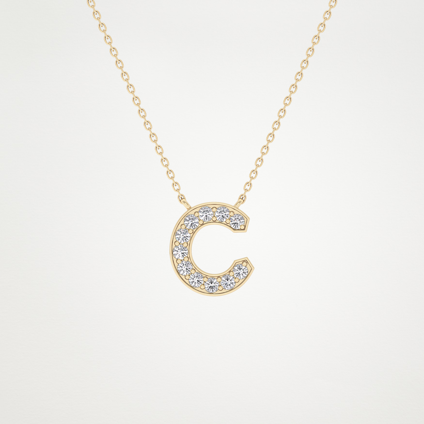 0.24 TCW Round Lab Grown Diamond C Initial Pendant Necklace