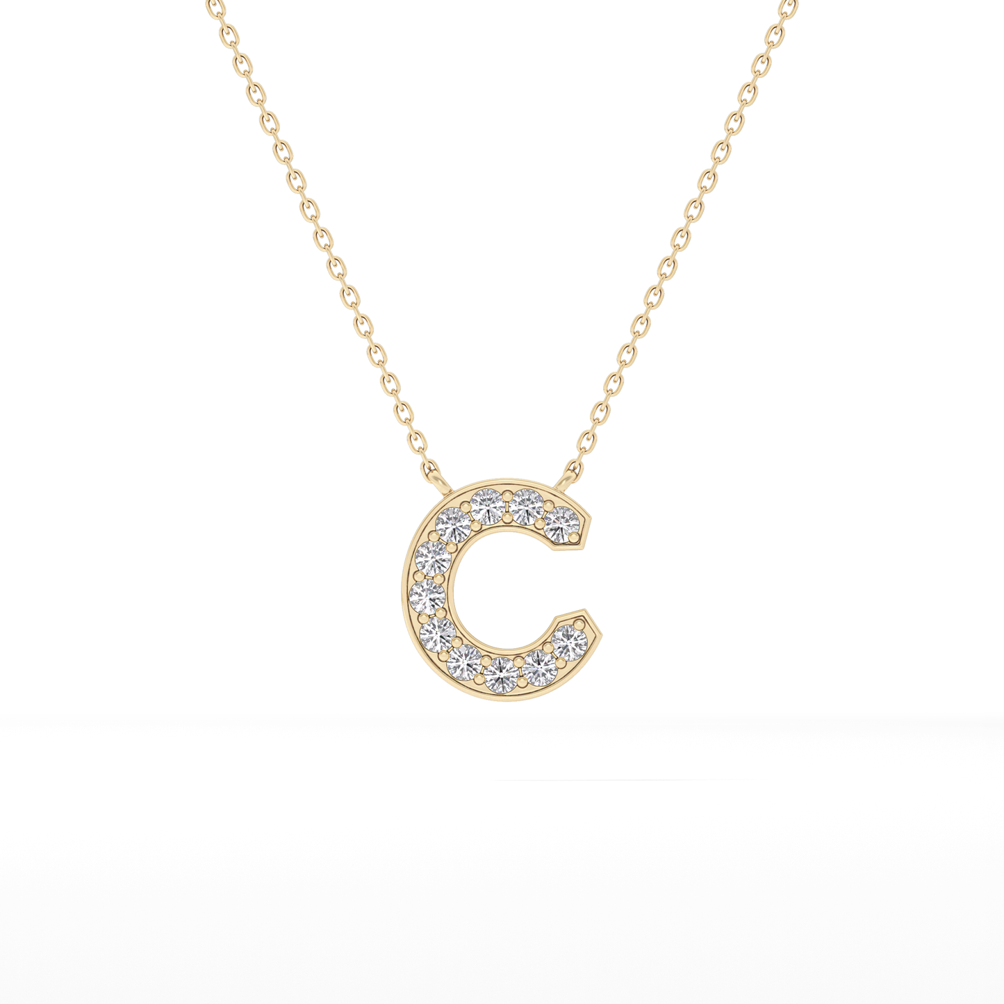 0.24 TCW Round Lab Grown Diamond C Initial Pendant Necklace