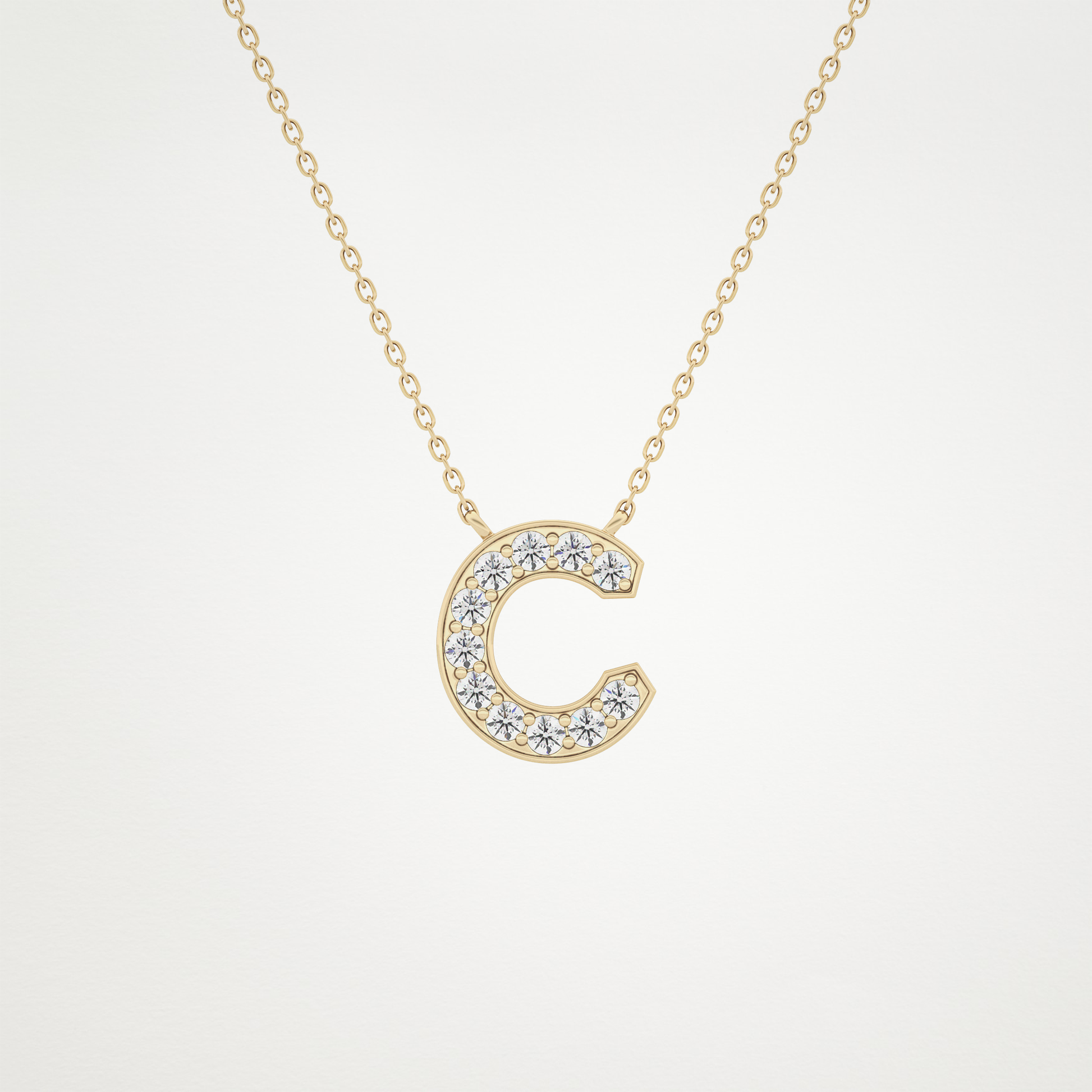 0.24 TCW Round Lab Grown Diamond C Initial Pendant Necklace