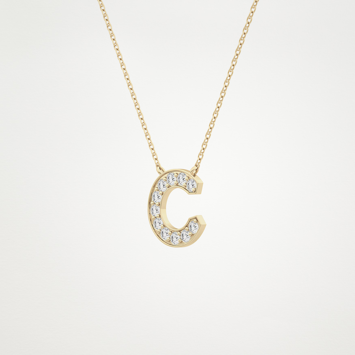 0.24 TCW Round Lab Grown Diamond C Initial Pendant Necklace