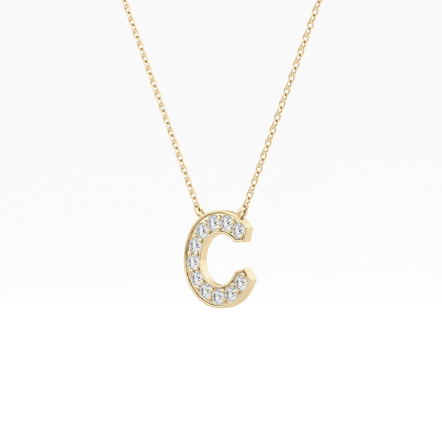 0.24 TCW Round Lab Grown Diamond C Initial Pendant Necklace