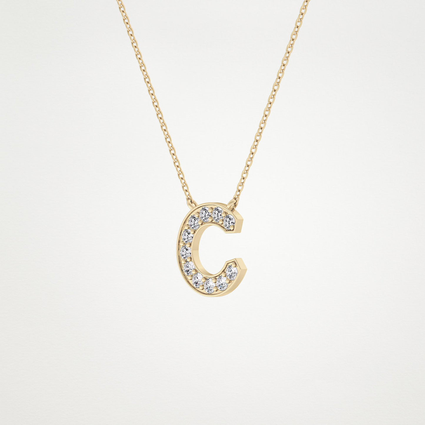 0.24 TCW Round Lab Grown Diamond C Initial Pendant Necklace
