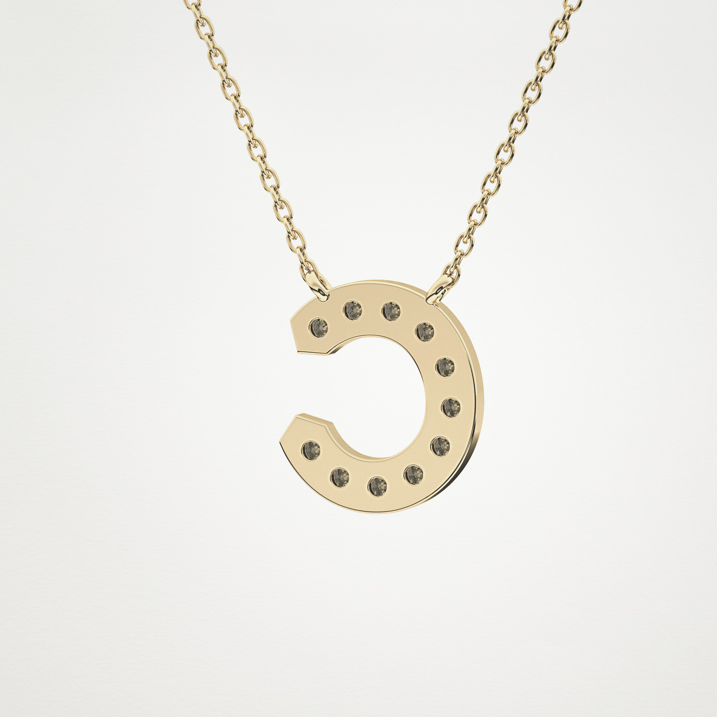 0.24 TCW Round Lab Grown Diamond C Initial Pendant Necklace