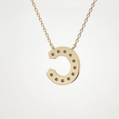 0.24 TCW Round Lab Grown Diamond C Initial Pendant Necklace