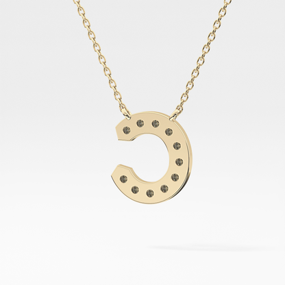 0.24 TCW Round Lab Grown Diamond C Initial Pendant Necklace