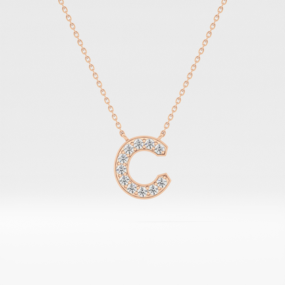 0.24 TCW Round Lab Grown Diamond C Initial Pendant Necklace