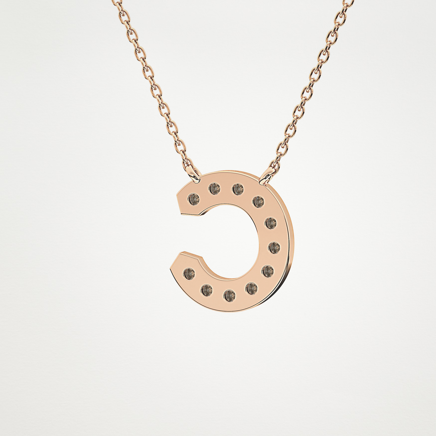 0.24 TCW Round Lab Grown Diamond C Initial Pendant Necklace