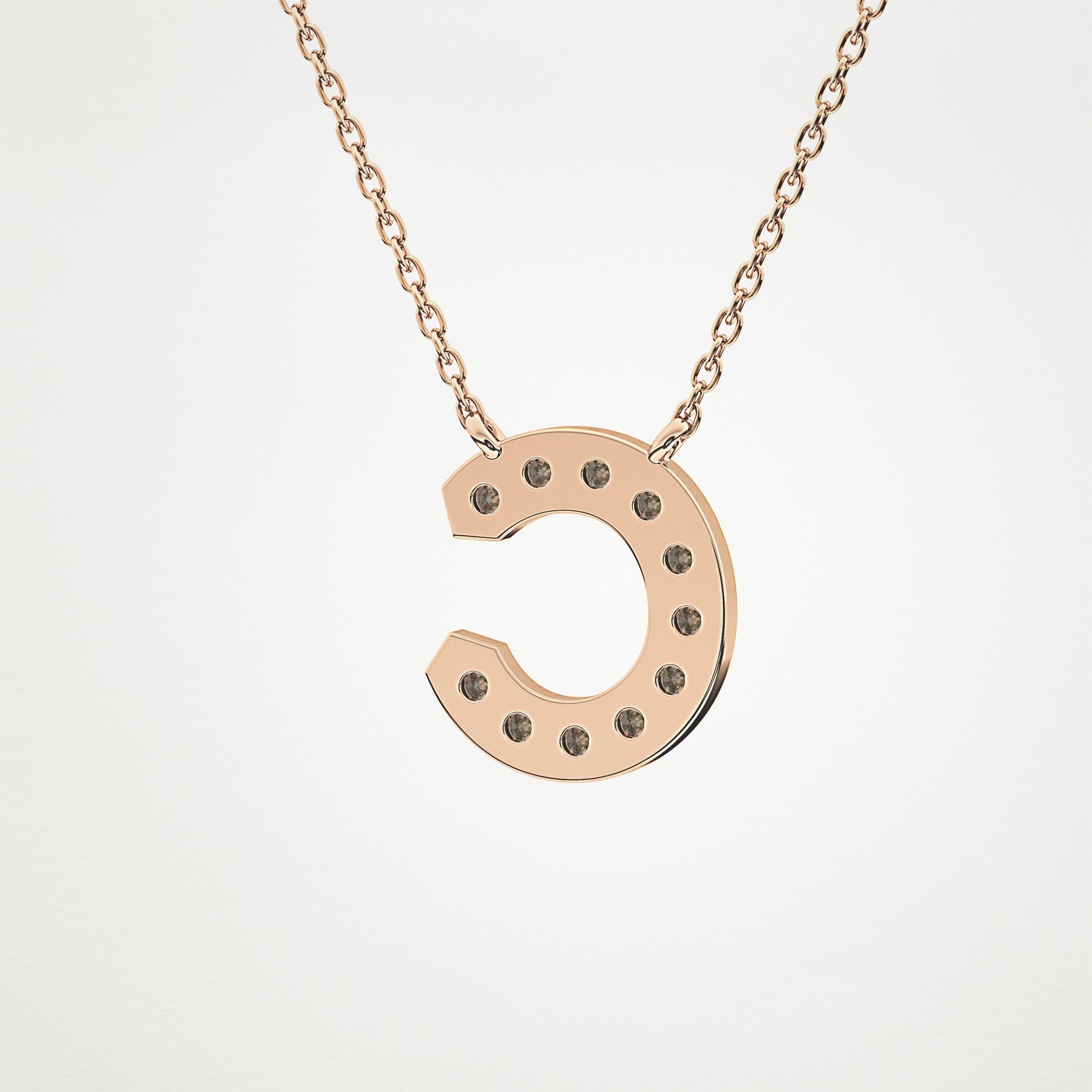 0.24 TCW Round Lab Grown Diamond C Initial Pendant Necklace