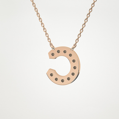 0.24 TCW Round Lab Grown Diamond C Initial Pendant Necklace