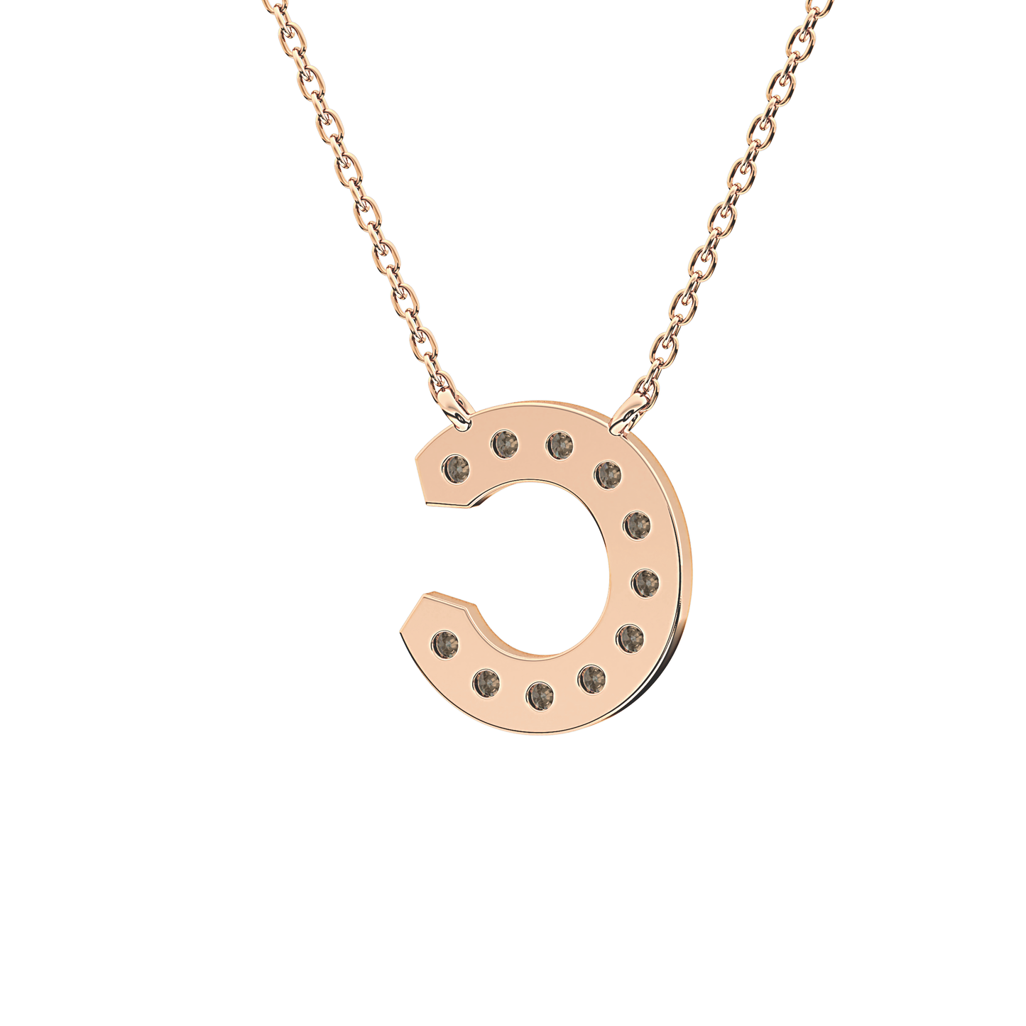 0.24 TCW Round Lab Grown Diamond C Initial Pendant Necklace