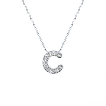 0.24 TCW Round Lab Grown Diamond C Initial Pendant Necklace