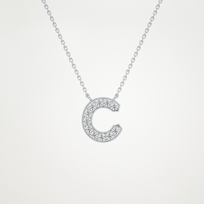 0.24 TCW Round Lab Grown Diamond C Initial Pendant Necklace