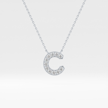 0.24 TCW Round Lab Grown Diamond C Initial Pendant Necklace