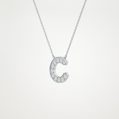 0.24 TCW Round Lab Grown Diamond C Initial Pendant Necklace