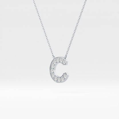 0.24 TCW Round Lab Grown Diamond C Initial Pendant Necklace
