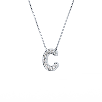 0.24 TCW Round Lab Grown Diamond C Initial Pendant Necklace