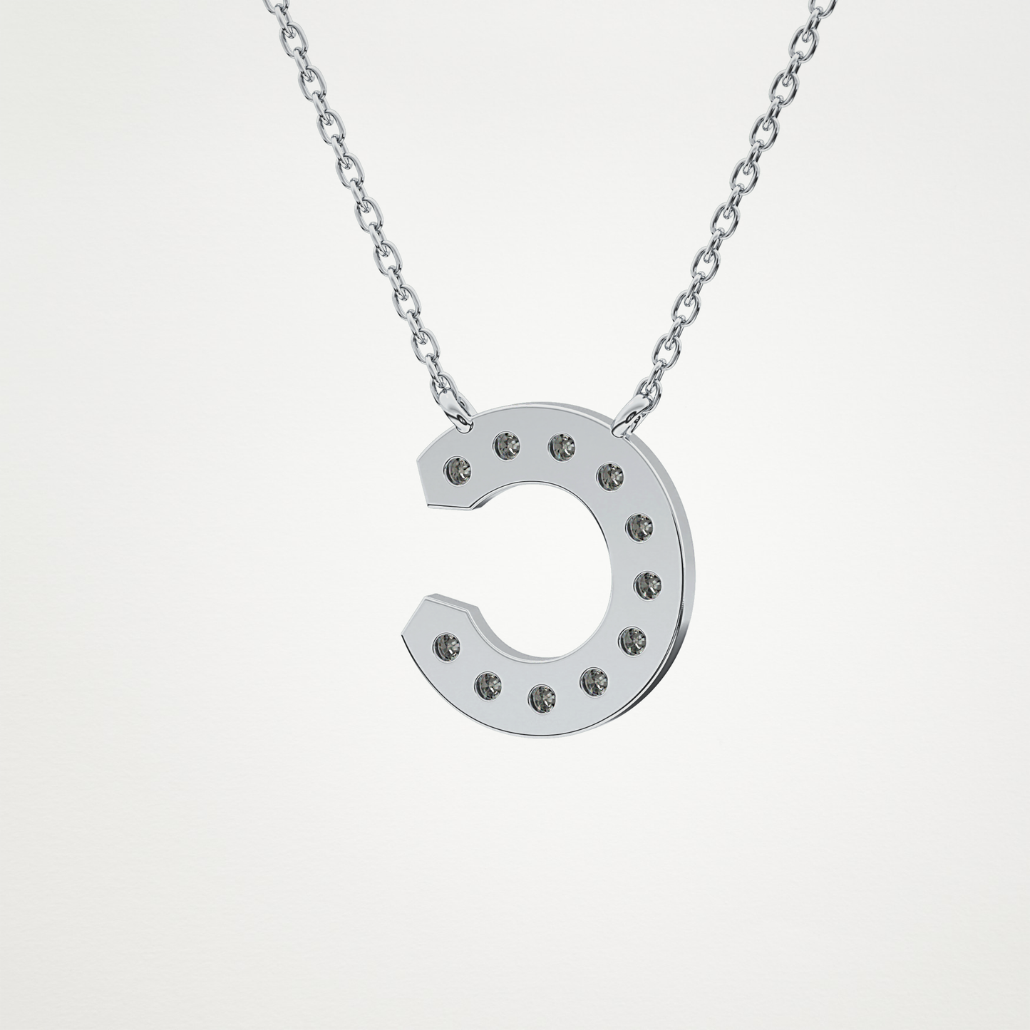 0.24 TCW Round Lab Grown Diamond C Initial Pendant Necklace