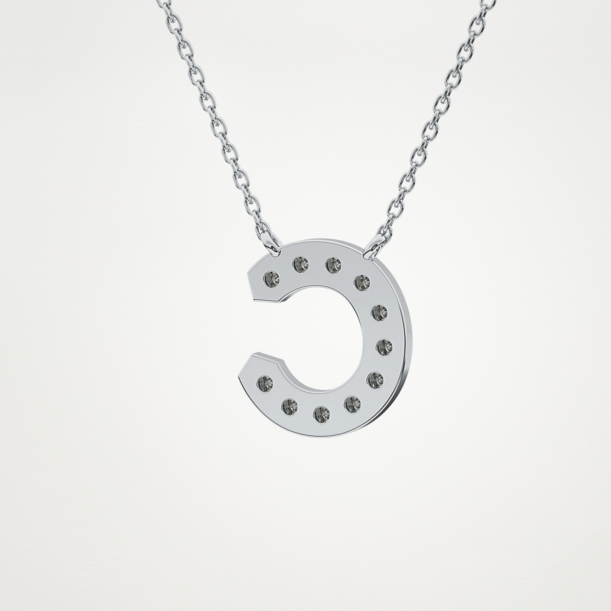 0.24 TCW Round Lab Grown Diamond C Initial Pendant Necklace