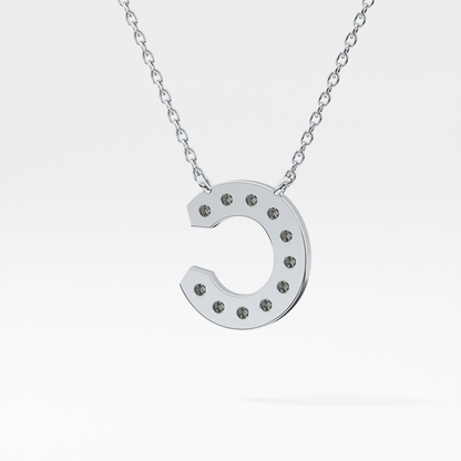 0.24 TCW Round Lab Grown Diamond C Initial Pendant Necklace