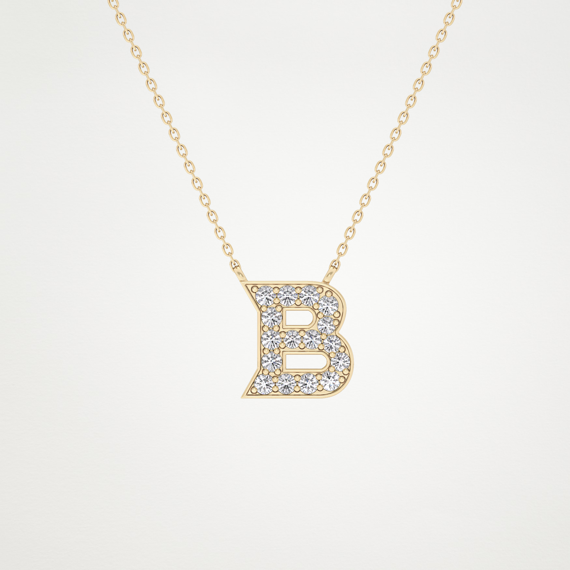 0.323 TCW Round Lab Grown Diamond B Initial Pendant Necklace