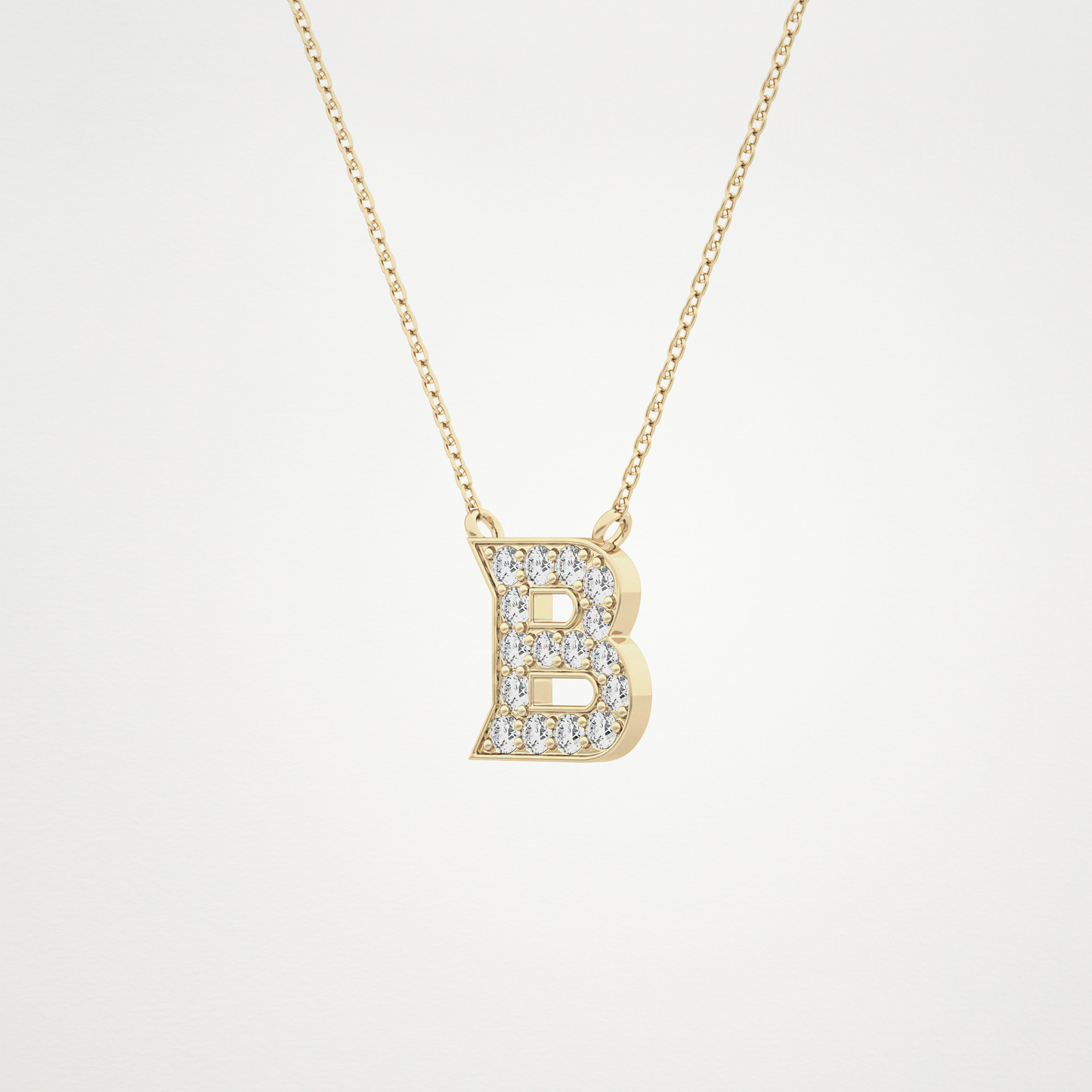 0.323 TCW Round Lab Grown Diamond B Initial Pendant Necklace