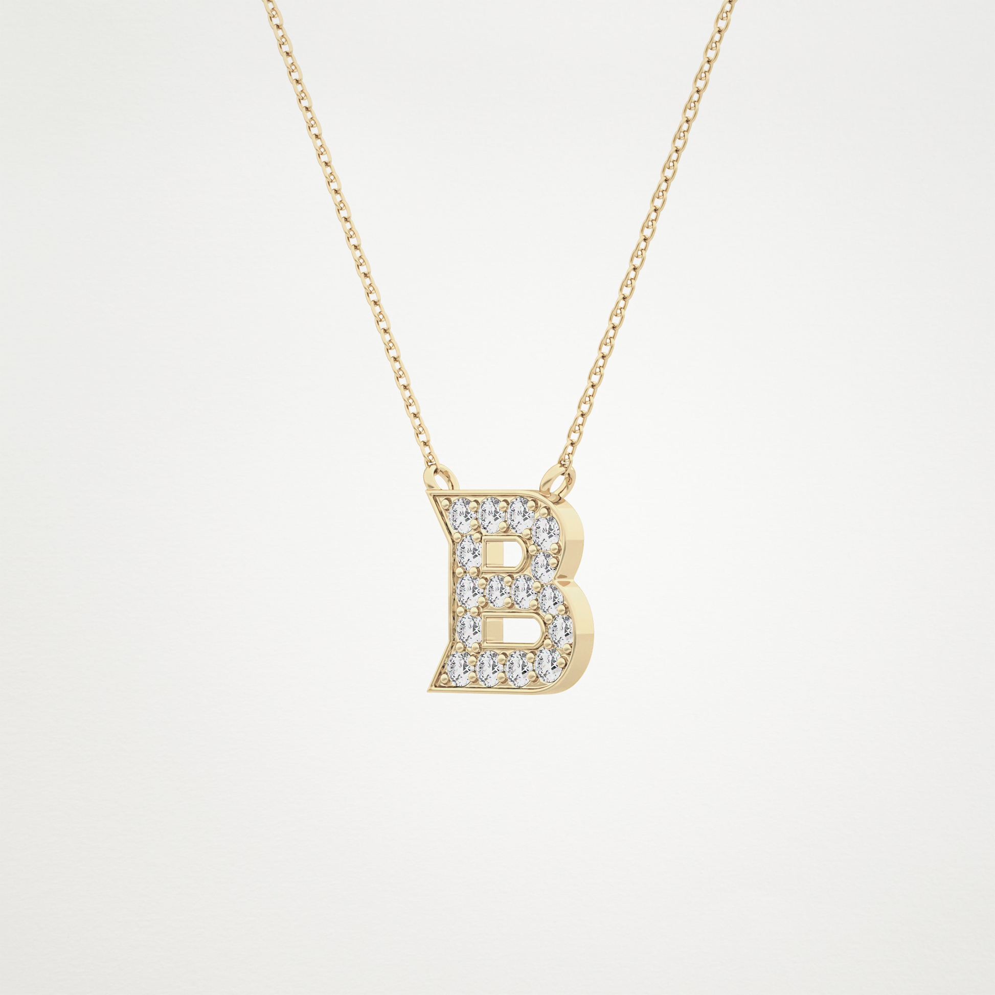 0.323 TCW Round Lab Grown Diamond B Initial Pendant Necklace