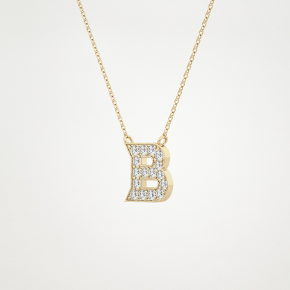 0.323 TCW Round Lab Grown Diamond B Initial Pendant Necklace